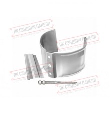 Хомут трубы металлический на камень ПВХ белый