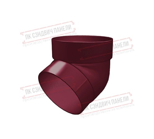 Колено трубы 67 град. ПВХ бордо RAL 3005