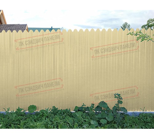 Профнастил фигурный С10 - 0,45 Окрас - Б, с пленкой RAL 1014 слоновая кость.