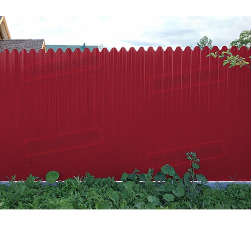 Профнастил фигурный С10 - 0,45 Окрас - Б, с пленкой RAL 3003 рубиново-красный.