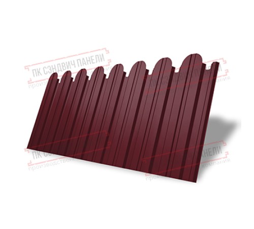 Профнастил фигурный С10 - 0,45 Окрас - А, Drap с пленкой RAL 3005 красное вино.
