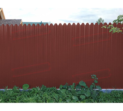 Профнастил фигурный С10 - 0,45 Окрас - Б, с пленкой RAL 3009 оксидно-красный.