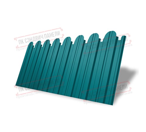 Профнастил фигурный С10 - 0,45 Окрас - Б, с пленкой RAL 5021 водная синь.