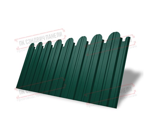 Профнастил фигурный С10 - 0,5 Окрас - А, Satin с пленкой RAL 6005 зеленый мох.