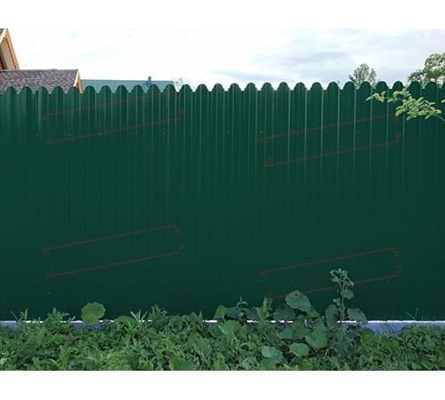 Профнастил фигурный С10 - 0,45 Окрас - Б, с пленкой RAL 6005 зеленый мох.