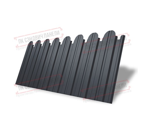 Профнастил фигурный С10 - 0,45 Окрас - А, ПЭ- с пленкой RAL 7024 мокрый асфальт.