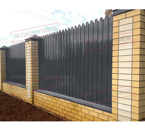 Профнастил фигурный С10 - 0,45 Окрас - А, ПЭ- с пленкой RAL 7024 мокрый асфальт.