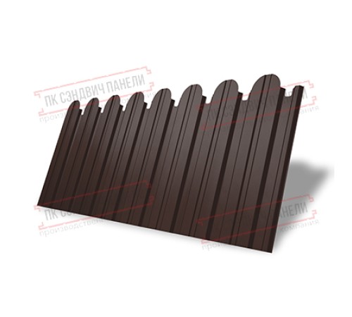 Профнастил фигурный С10 - 0,5 Окрас - Б, Atlas с пленкой RAL 8017 шоколад.