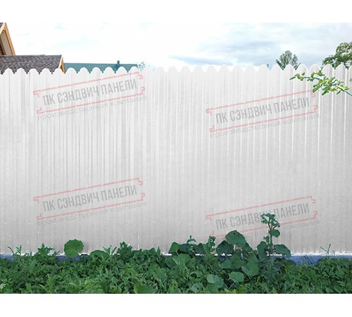 Профнастил фигурный С10 - 0,45 Окрас - Б, с пленкой RAL 9003 сигнальный белый.