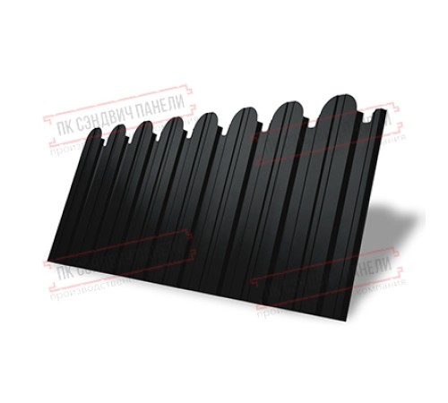 Профнастил фигурный С10 - 0,5 Окрас - Б, Rooftop Matte с пленкой RAL 9005 черный.