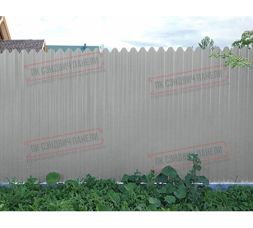 Профнастил фигурный С10 - 0,45 Окрас - Б, с пленкой RAL 9006 бело-алюминиевый.