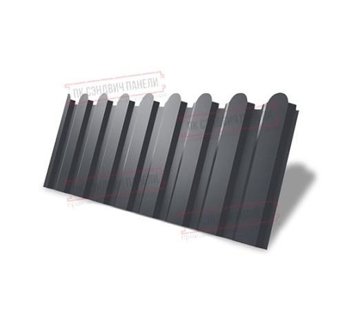 Профнастил фигурный С20 - 0,45 Окрас - А, Drap ST RAL 7024 мокрый асфальт.