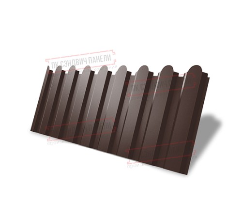 Профнастил фигурный С20 - 0,45 Окрас - Б, ПЭ-Двухсторонний с пленкой RAL 8017 шоколад.