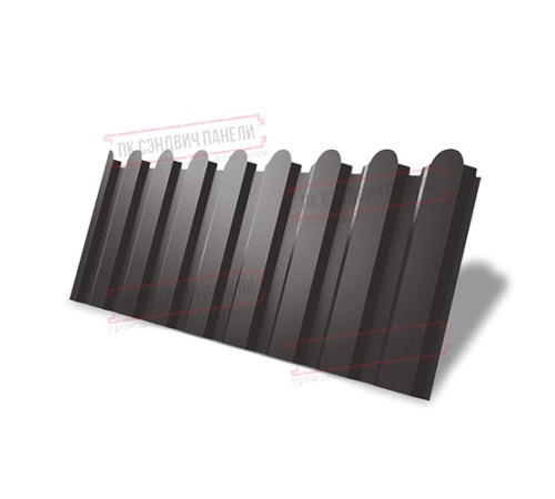 Профнастил фигурный С20 - 0,45 Окрас - А, Drap RR 32 темно-коричневый.