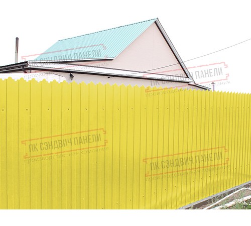 Профнастил фигурный C8 - 0,45 ПЭ с пленкой RAL 1018 цинково-желтый.