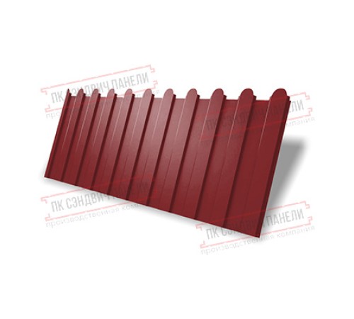Профнастил фигурный C8 - 0,45 ПЭ с пленкой RAL 3011 коричнево-красный.