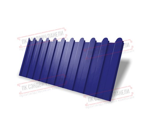 Профнастил фигурный C8 - 0,45 ПЭ с пленкой RAL 5002 ультрамариново-синий.
