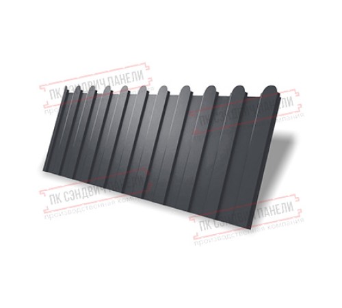 Профнастил фигурный C8 - 0,45 ПЭ-Двусторонний RAL 7024 мокрый асфальт.