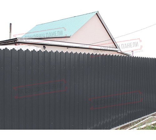 Профнастил фигурный C8 - 0,45 ПЭ-Двусторонний RAL 7024 мокрый асфальт.
