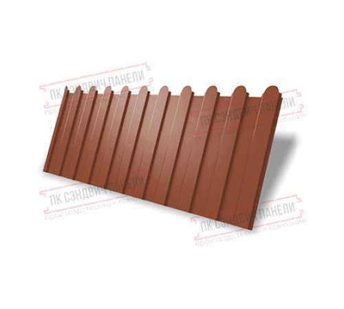 Профнастил фигурный C8 - 0,45 ПЭ с пленкой RAL 8004 терракота.