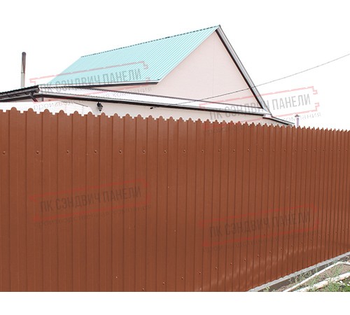 Профнастил фигурный C8 - 0,45 ПЭ с пленкой RAL 8004 терракота.