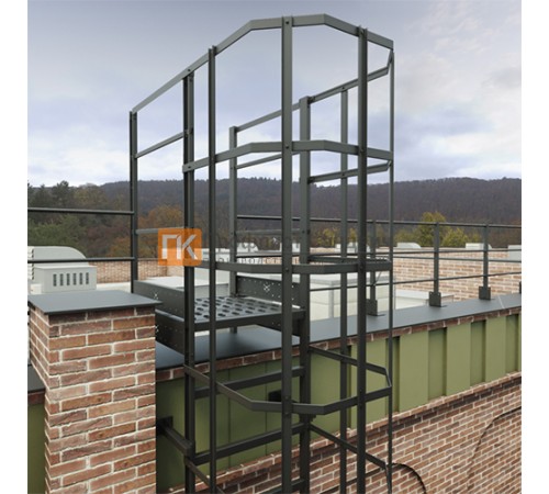 Площадка пожарной лестницы ОЦ РП-ПЛ2 (L=1000 мм) с удлин. Тетивой
