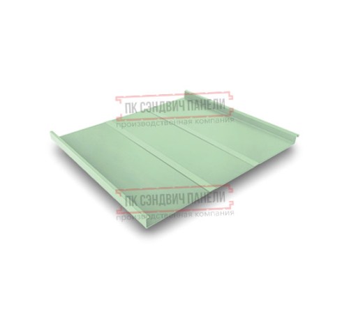 Фальц двойной стоячий Line 0,45 Полиэстер RAL6019 бело-зеленый с пленкой на замках