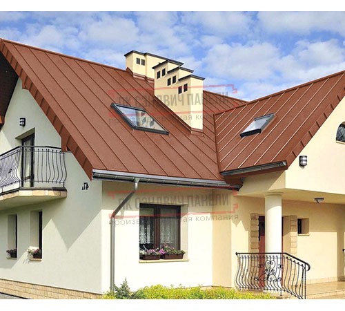 Фальц двойной стоячий 0,5 Atlas RAL8004 терракота с пленкой на замках