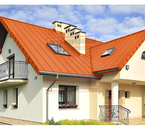 Фальц двойной стоячий 0,45 Полиэстер RAL2004 оранжевый с пленкой на замках