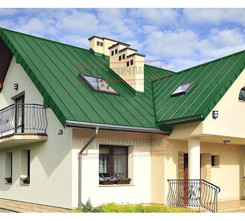 Фальц двойной стоячий 0,45 Полиэстер RAL6002 лиственно-зеленый с пленкой на замках