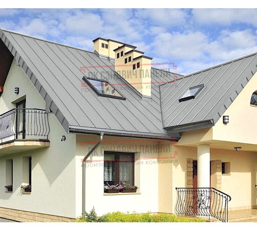 Фальц двойной стоячий 0,45 Полиэстер RAL9006 бело-алюминиевый с пленкой на замках