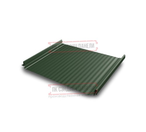 Кликфальц Pro Gofr 0,5 GreenCoat PuRALBT, matt RR11 темно-зеленый (RAL6020 хромовая зелень) с пленкой на замках