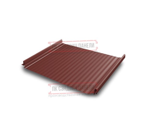 Кликфальц Pro Gofr 0,45 Полиэстер RAL3009 оксидно-красный с пленкой на замках