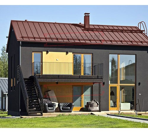 Кликфальц Pro Gofr 0,45 Полиэстер RAL3009 оксидно-красный с пленкой на замках