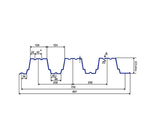 Продольно гнутый профнастил для укрытий конвейеров Н114ПГ-807, 0,5, оцинкованный