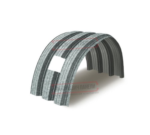 Продольно гнутый профнастил для укрытий конвейеров Н114ПГ-807, 0,6, оцинкованный