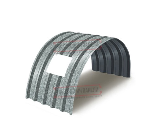 Продольно гнутый профнастил для укрытий конвейеров С44ПГ-1047, 0,6, оцинкованный