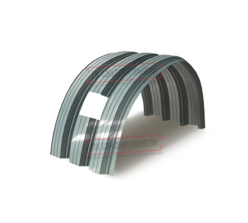 Продольно гнутый профнастил для укрытий конвейеров Н112ПГ-807, 0,9, нержавеющий