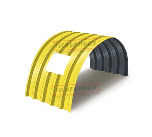 Продольно гнутый профнастил для укрытий конвейеров С44ПГ-1047, 0,5, в полимерном покрытии