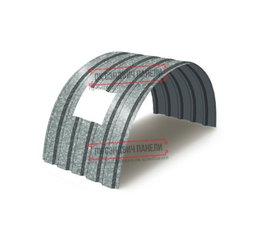 Продольно гнутый профнастил для укрытий конвейеров МП35ПГ-1076, 0,7, оцинкованный