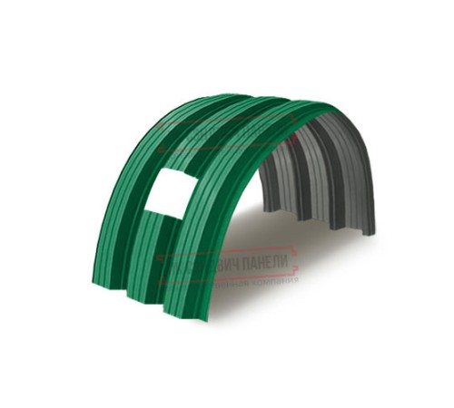 Продольно гнутый профнастил для укрытий конвейеров Н112ПГ-807, 0,8, в полимерном покрытии