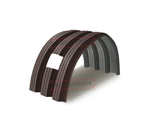 Продольно гнутый профнастил для укрытий конвейеров Н114ПГ-807, 1,0, в полимерном покрытии
