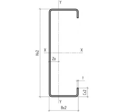 С-образный профиль 150x50x3000-3,0 мм, оцинкованный