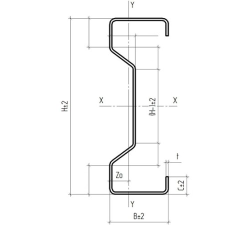 Сигма-профиль 300x85x3000-4,0 мм, оцинкованный