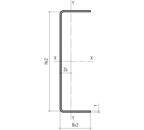 U-образный профиль 100x55x3000-1,5 мм, оцинкованный