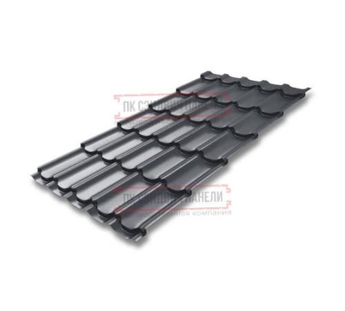 Металлочерепица Квинта плюс RAL7024 Полиэстер-0.45