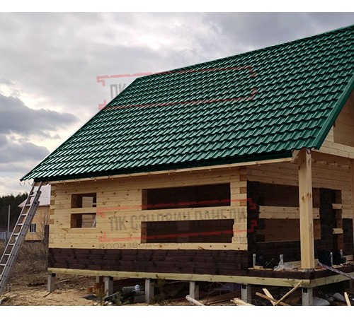 Металлочерепица модульная Квинта Uno 3D RAL6005 Drap-0,45