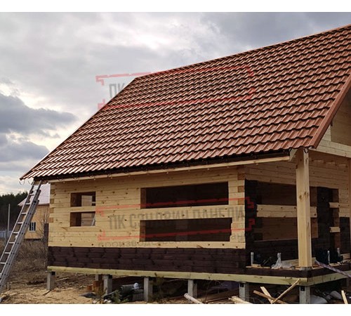 Металлочерепица модульная Квинта Uno 3D RAL8004 Velur-0,5