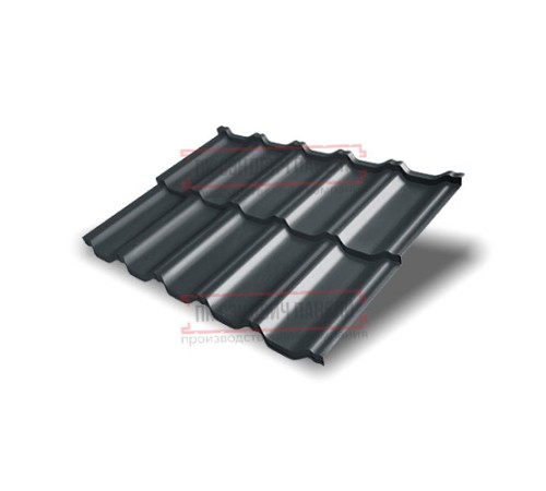 Металлочерепица модульная Квинта Uno 3D RAL7016 Quarzit PRO Matt-0,5