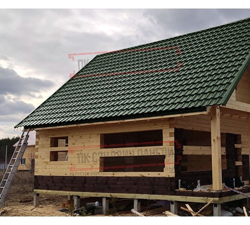 Металлочерепица модульная Квинта Uno 3D RAL6020 Velur-0,5